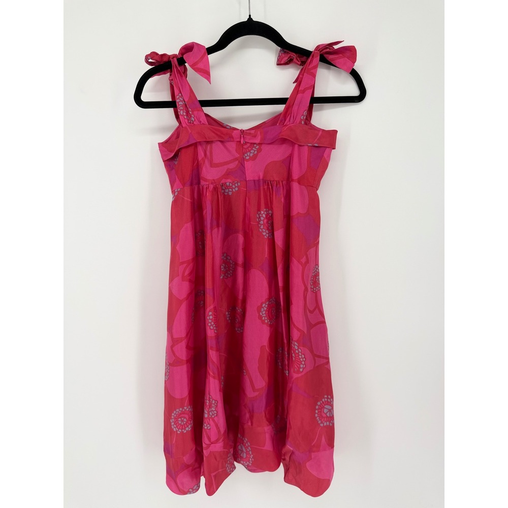 Marc Jacobs Silk Mini Dress Sz 2 Floral Pink Barbie Babydoll Empire Waist Y2K - Picture 5 of 7
